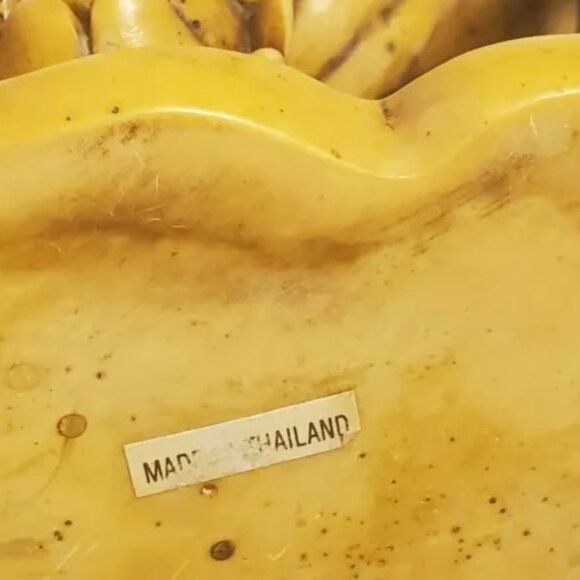 Rare! Vintage Hand-Carved Lord Buddha Meditating On Lotus Stand HEAVY RESIN - Picture 11 of 12